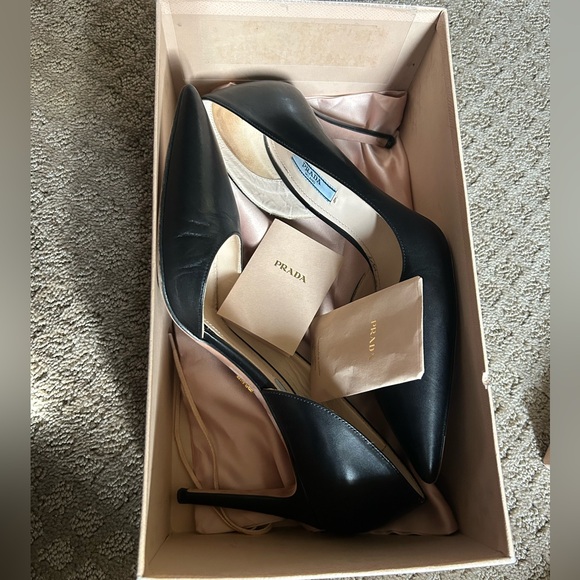 Prada Calzature Donna Nero Vit Lux 3 Heels D’Orsay 40/10 - Picture 2 of 12